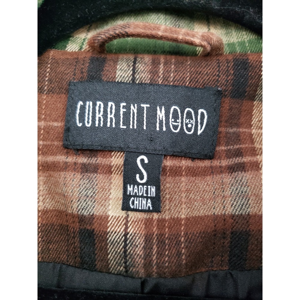 NWOT Current Mood Plaid Button Up Long Sleeve Plaid Coat Small Fall Peacoat - Picture 3 of 7
